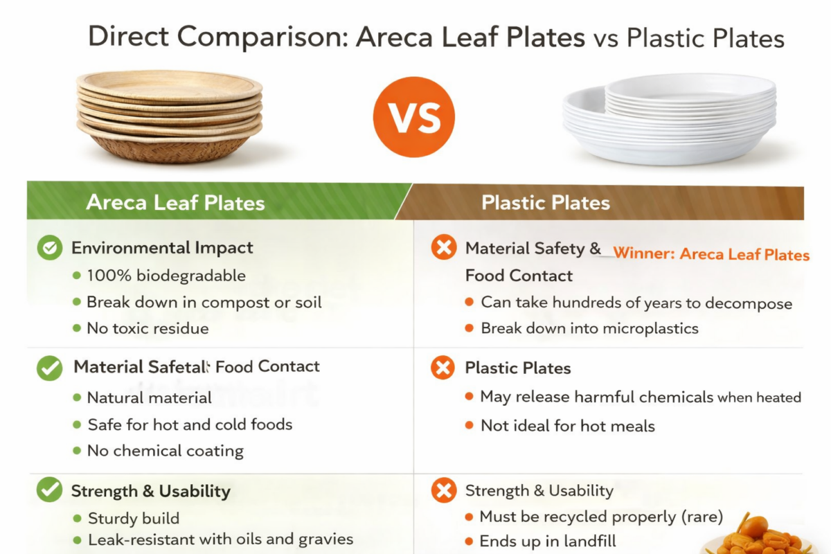 Areca Leaf Plates vs Plastic Plates – Which Is Better? – Anaimalais Coco